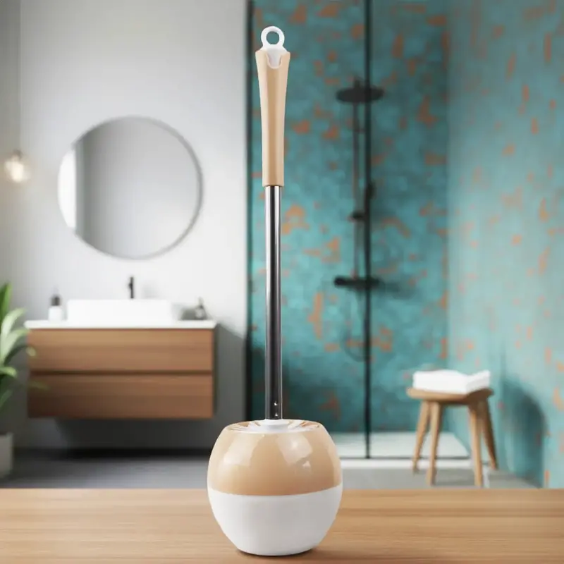 Cepillo Con Base Para Baño, Color Beige 1