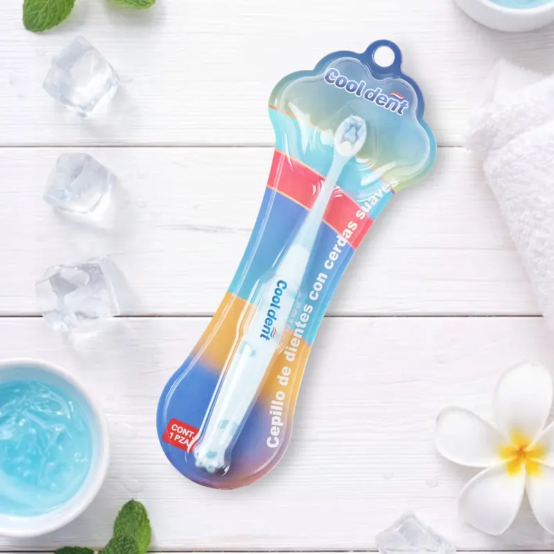 Cepillo De Dientes Con Cerdas Suaves, Diseño Huella, Color Azul 1