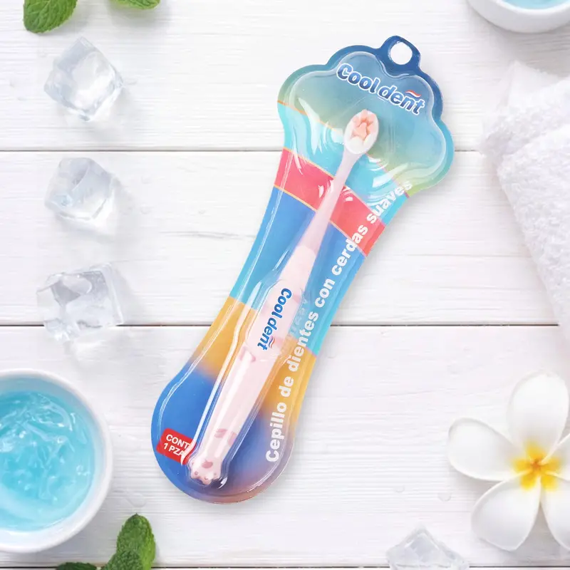 Cepillo De Dientes Con Cerdas Suaves, Diseño Huella, Color Rosa 1