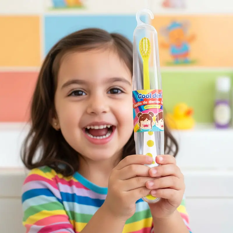 Cepillo De Dientes Infantil Con Porta Cepillo, Color Amarillo 2