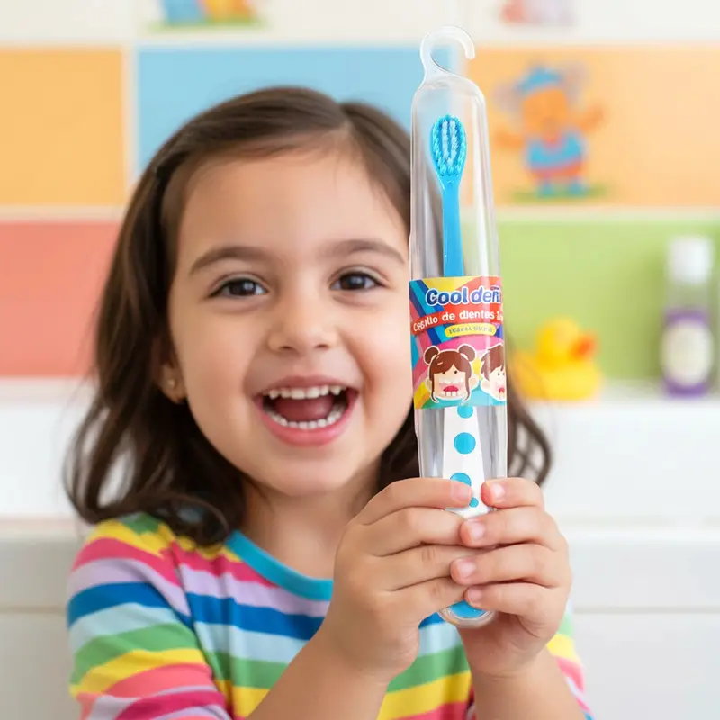 Cepillo De Dientes Infantil Con Porta Cepillo, Color Azul 2