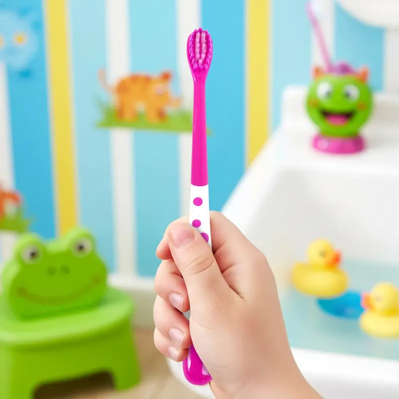 Cepillo De Dientes Infantil Con Porta Cepillo, Color Morado 1