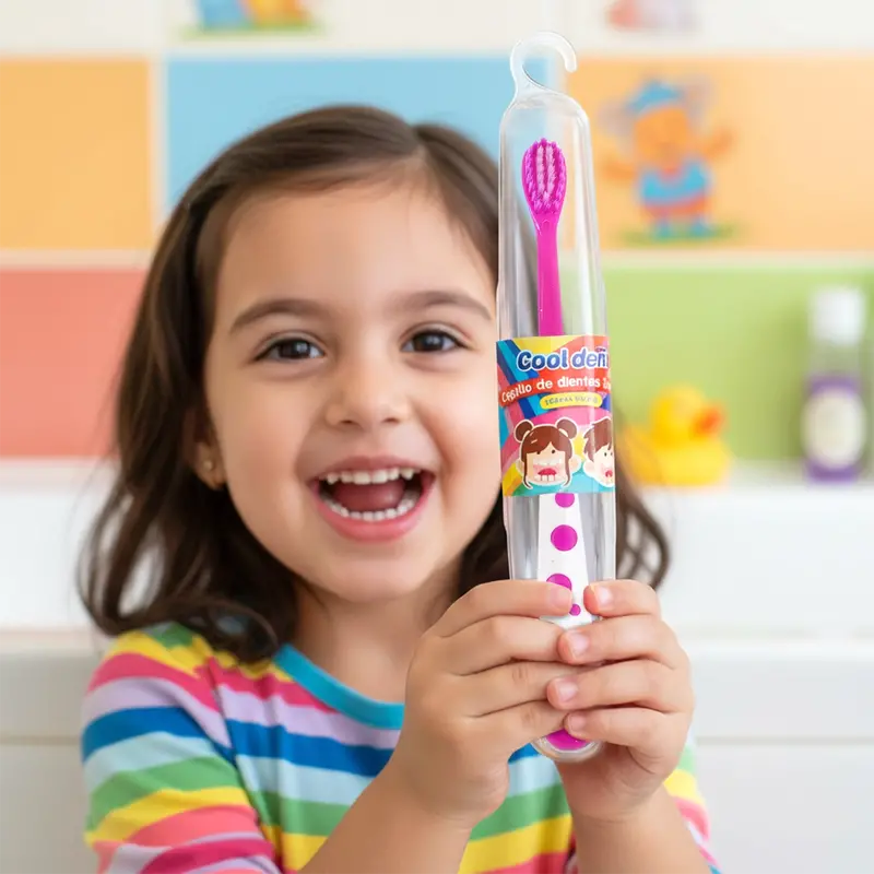 Cepillo De Dientes Infantil Con Porta Cepillo, Color Morado 2