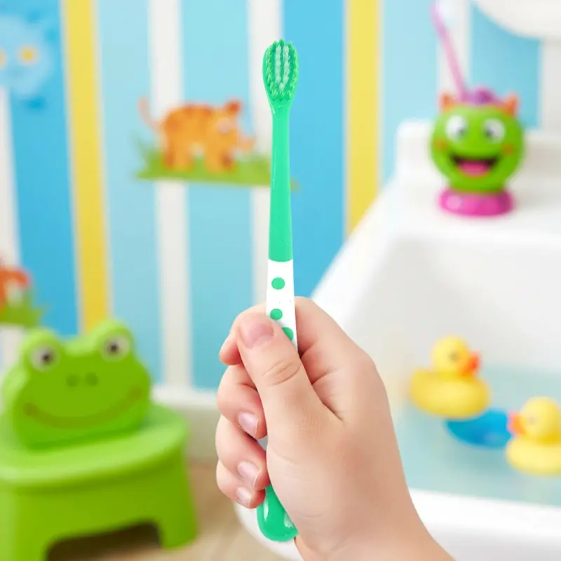 Cepillo De Dientes Infantil Con Porta Cepillo, Color Verde 1