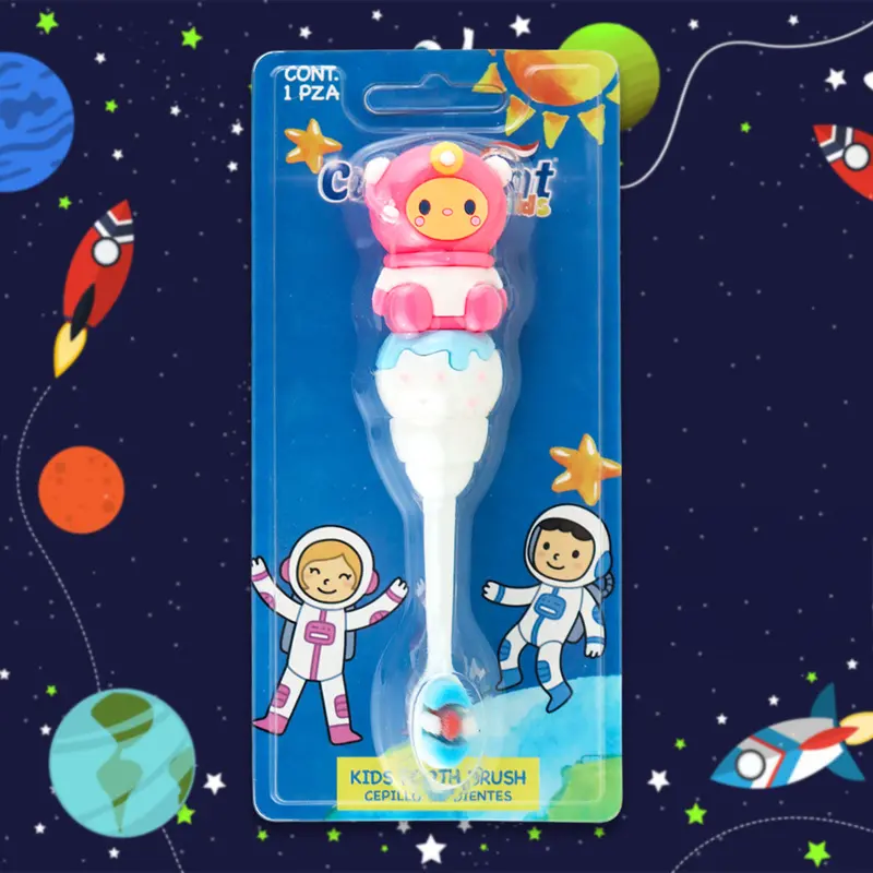 Cepillo De Dientes Para Bebé, Diseño De Astronauta, Color Rosa 1