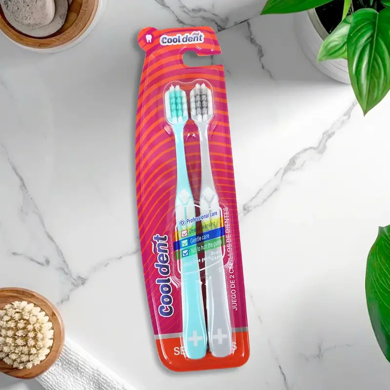 Cepillo Dental, 2 Pzas, Color Gris Y Azul 2