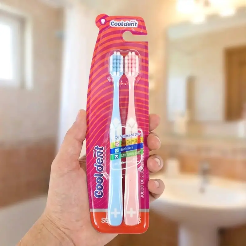 Cepillo Dental, 2 Pzas, Color Rosa Y Azul 1