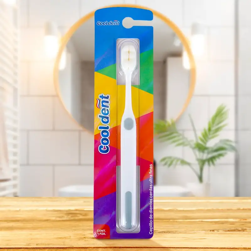 Cepillo Dental, Cerdas Ultra Finas, Color Blanco Y Gris 1