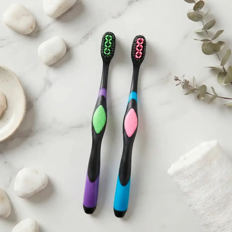 Cepillo Dental, Color Rosa Y Verde, 2 Pzas 2