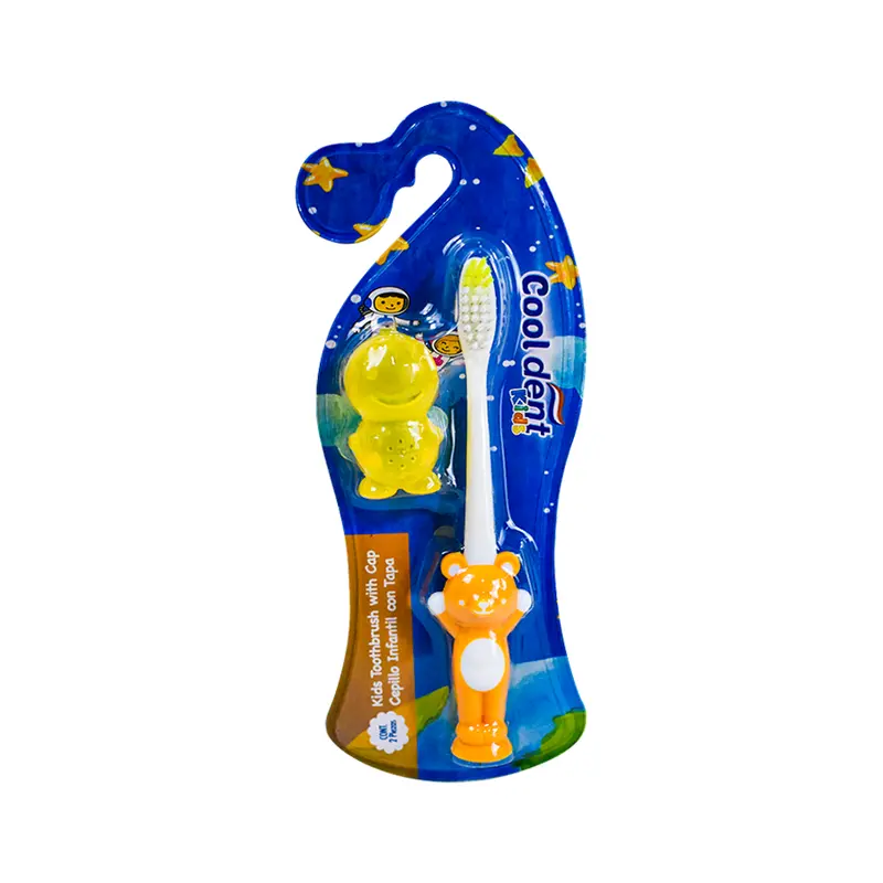 Cepillo Dental Cool Dent Kids Con Tapa Color Amarillo 1