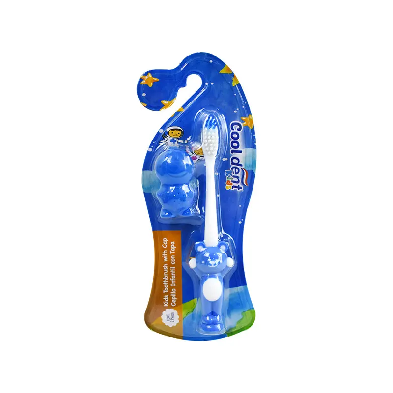 Cepillo Dental Cool Dent Kids Con Tapa Color Azul 1