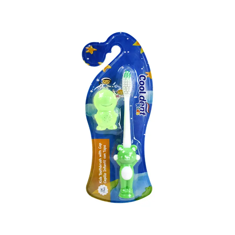 Cepillo Dental Cool Dent Kids Con Tapa Color Verde 1