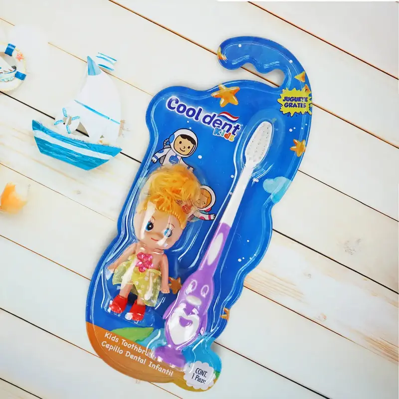 Cepillo Dental, Diseño Pingüino Con Muñeca De Juguete, Cool Dent, Color Morado 2
