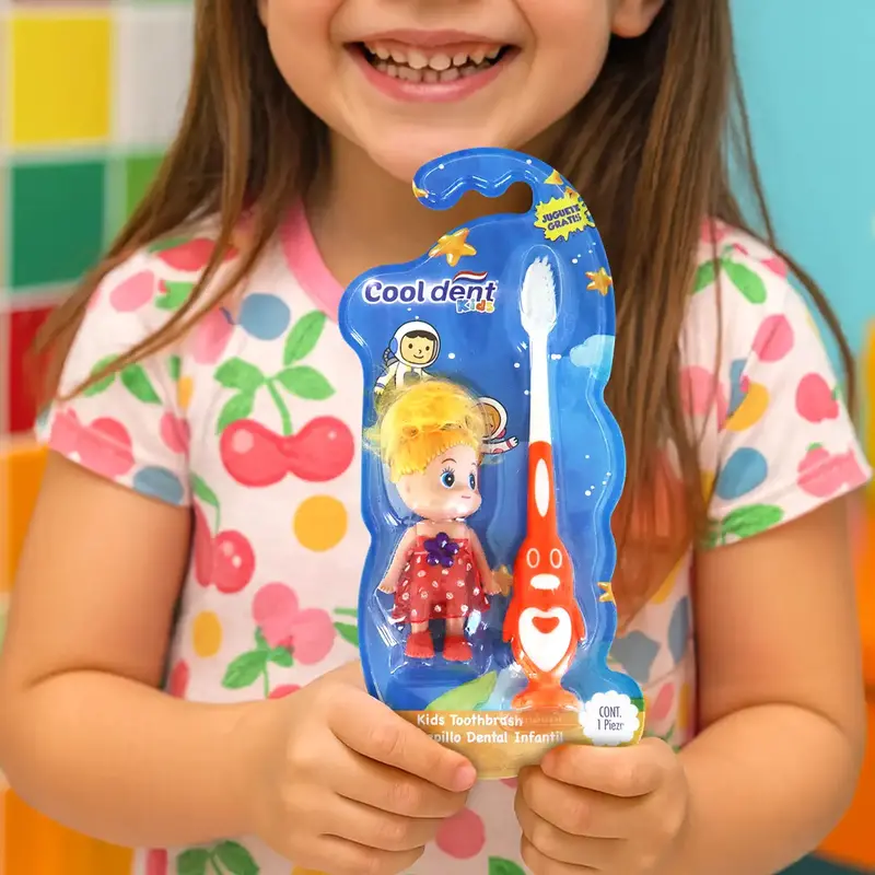 Cepillo Dental, Diseño Pingüino Naranja Con Muñeca De Juguete, Cool Dent 1