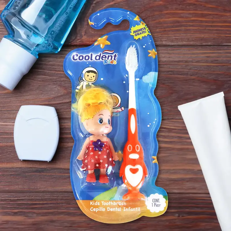 Cepillo Dental, Diseño Pingüino Naranja Con Muñeca De Juguete, Cool Dent 2