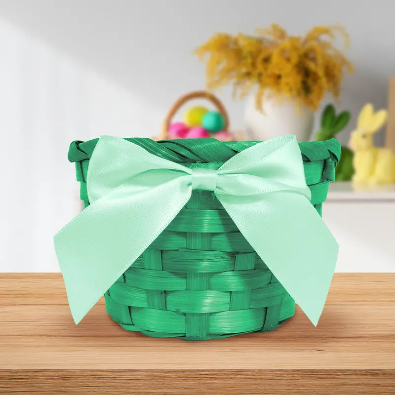 Cesta De Huevos De Pascua Tejida, Color Verde 2