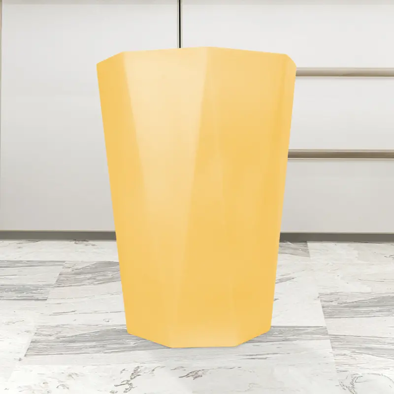 Cesto Con Diseño Octagonal Color Mostaza Para Basura 1