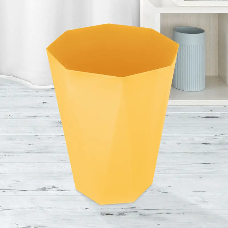 Cesto Con Diseño Octagonal Color Mostaza Para Basura 2
