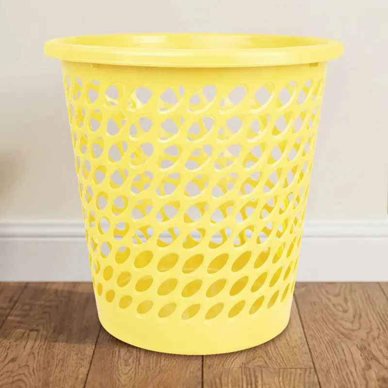 Cesto De Plástico Calado, Color Amarillo 1