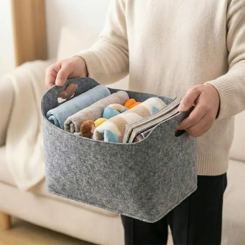 Cesto Para Almacenamiento De Tela, Color Gris 1