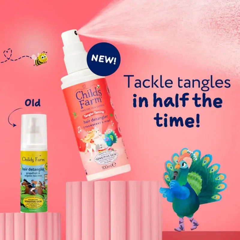 Childs Farm Tangle Taming 3-In-1 Hair Detangler 100Ml - Strawberry & Mint 2