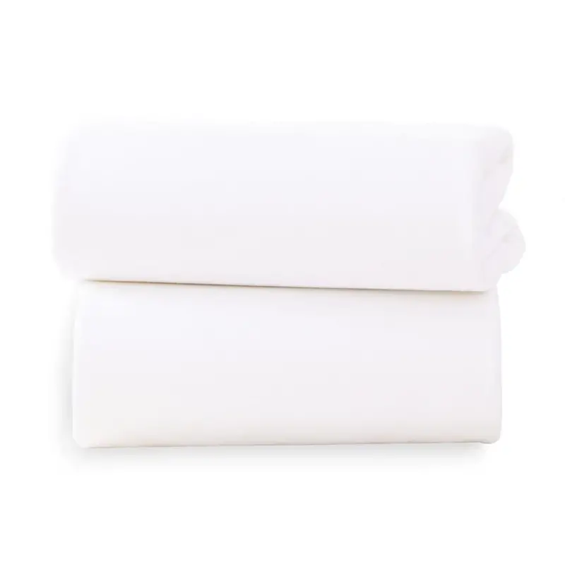 Clair De Lune 2 Pack Universal Bedside Crib Fitted Sheets White 1