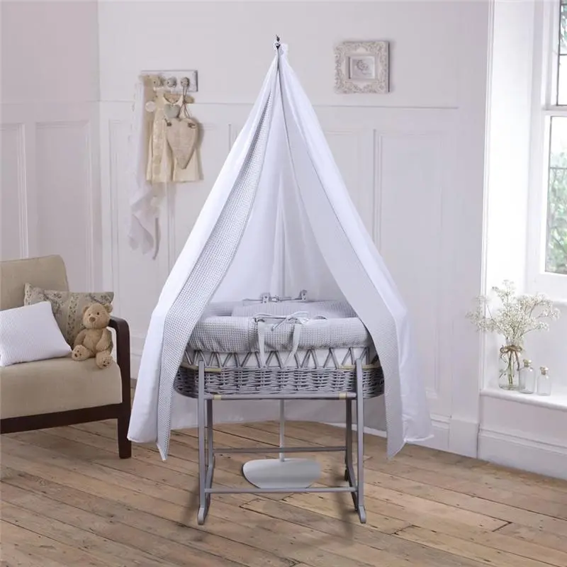 Clair De Lune 6 Piece Moses Basket & Drape Set Grey/Grey 1