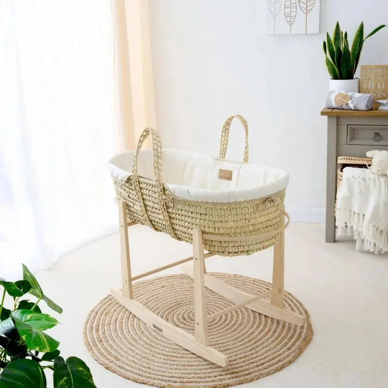 Clair De Lune Cream Organic Palm Moses Basket - Cream 1