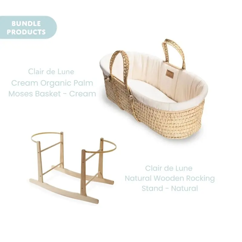 Clair De Lune Cream Organic Palm Moses Basket - Cream 1