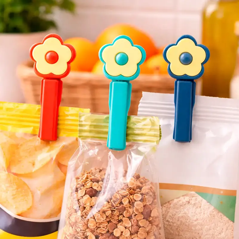 Clip Sellador Para Alimentos, Flor, 3 Pzas 1