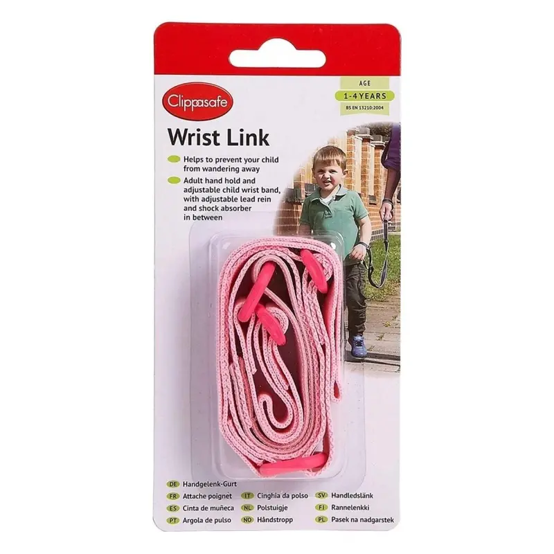 Clippasafe Safety Wrist Link With Shock Absorber - Pink 1