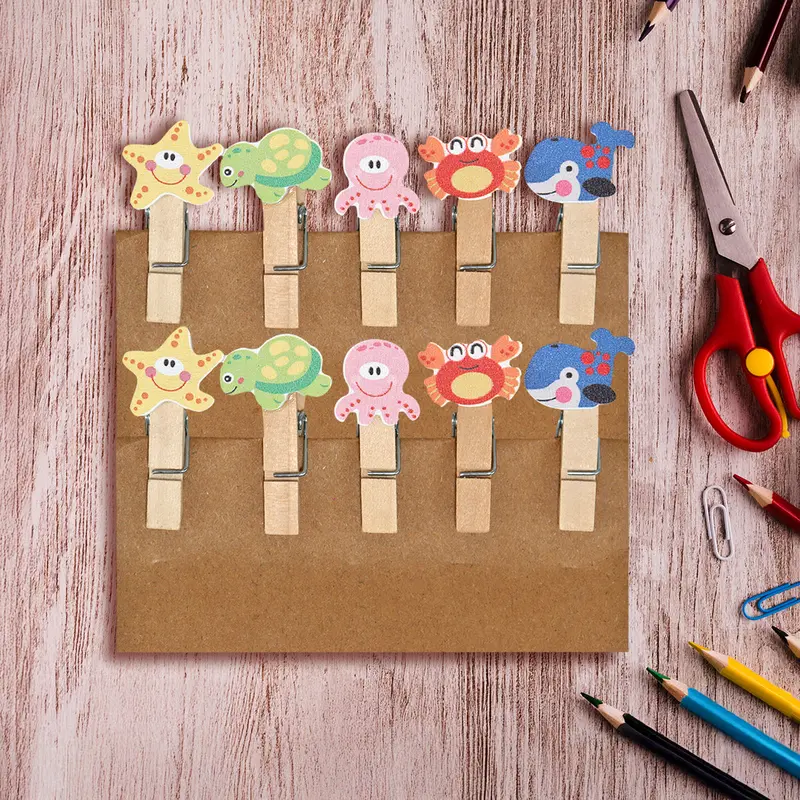 Clips De Madera Con Diseño De Animales Marinos 1