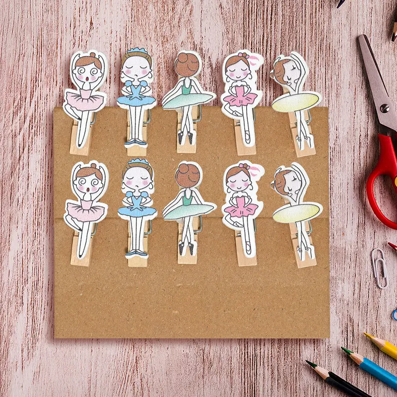 Clips De Madera Con Diseño De Bailarina 1