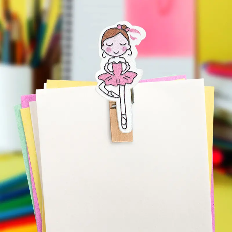 Clips De Madera Con Diseño De Bailarina 2