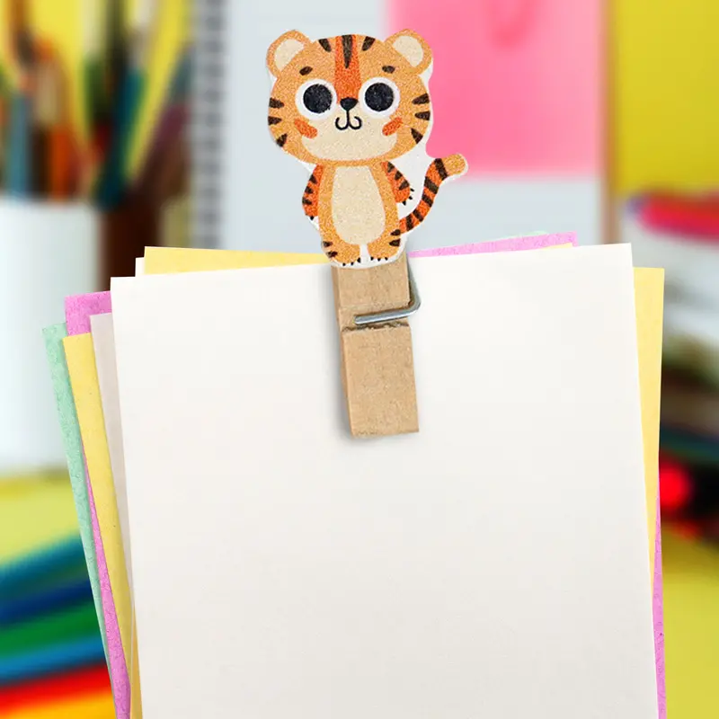 Clips De Madera Con Diseño De Tigre 2
