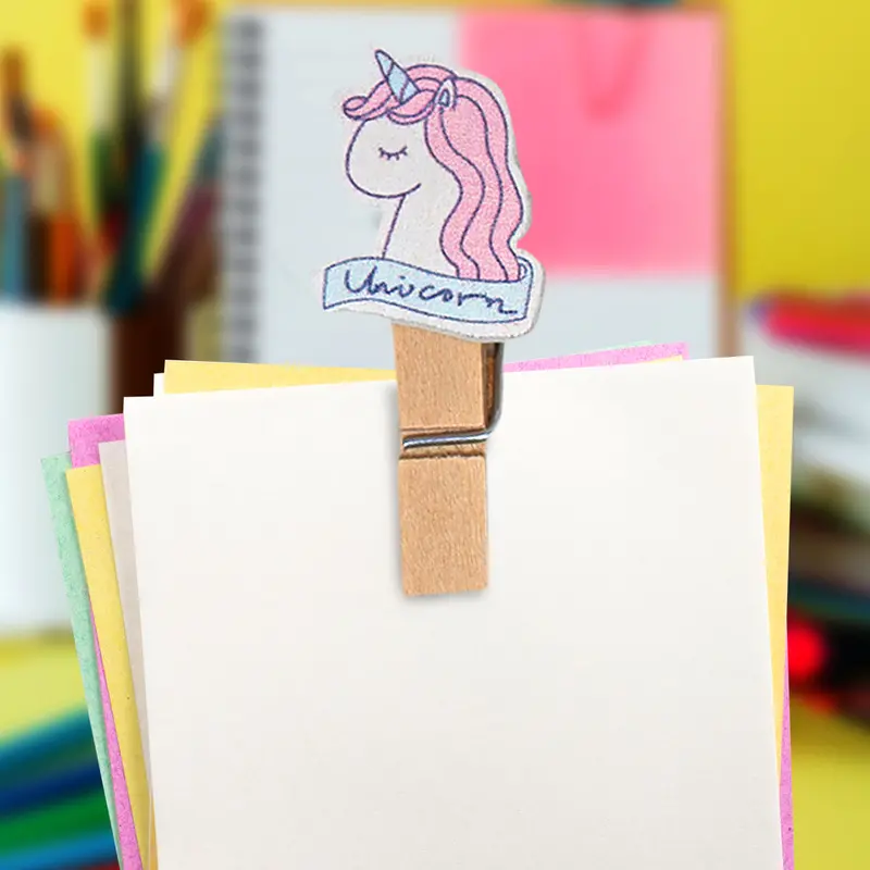 Clips De Madera Decorados De Unicornio 2