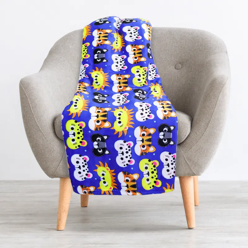 Cobija Afelpada Color Azul Con Estampado De Animalitos, 179X148cm 1