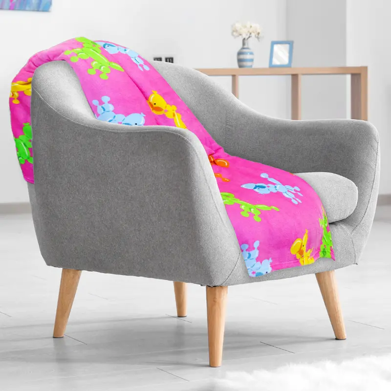 Cobija Afelpada Color Rosa Con Estampado De Perritos, 179X148cm 2