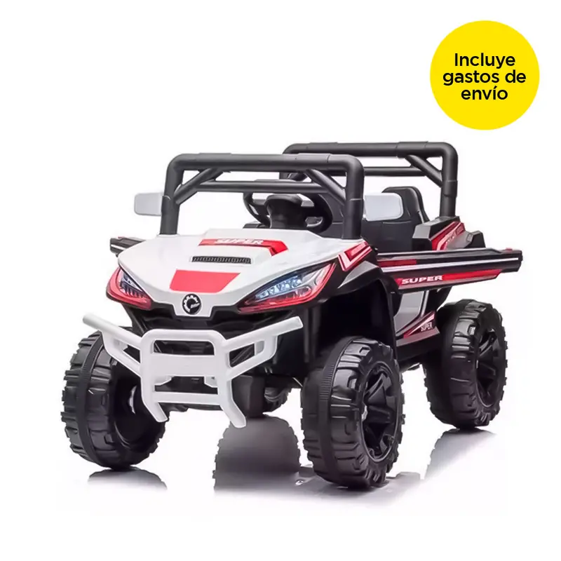 Coche Eléctrico Todoterreno Para Niños, Color Blanco 1