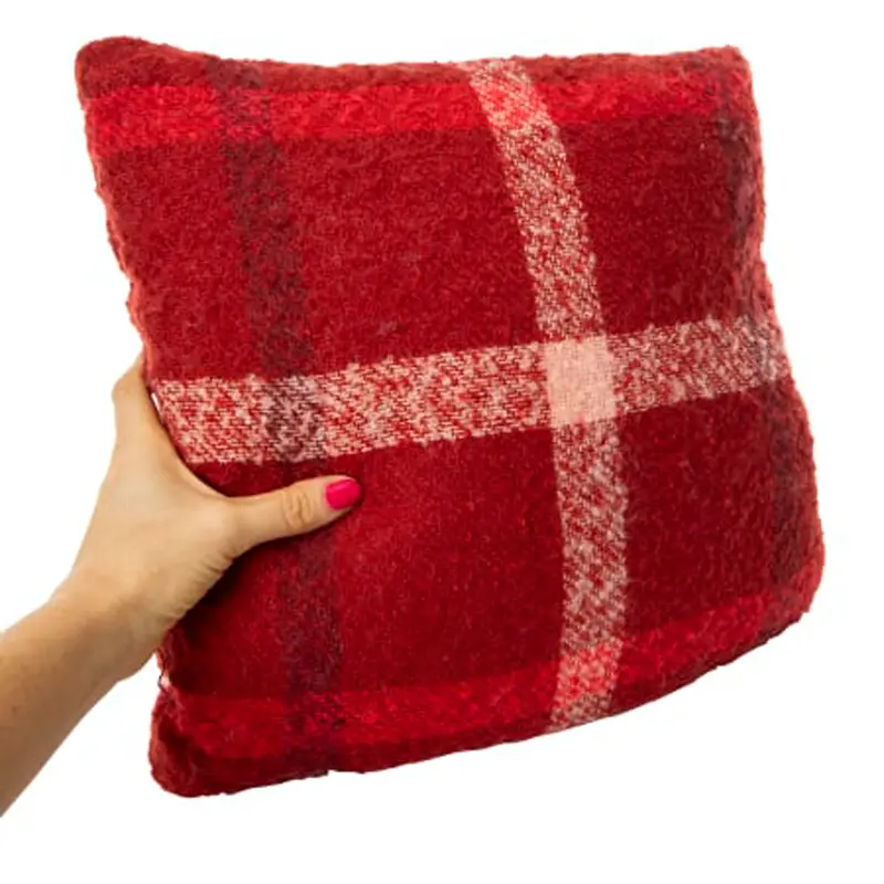 Cojín Con Diseño Cuadros, Color Rojo 1