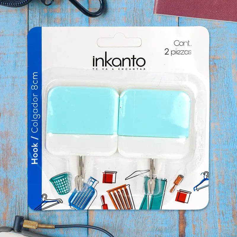 Colgador Multiusos Color Aqua Con Blanco, 2 Pzas 1