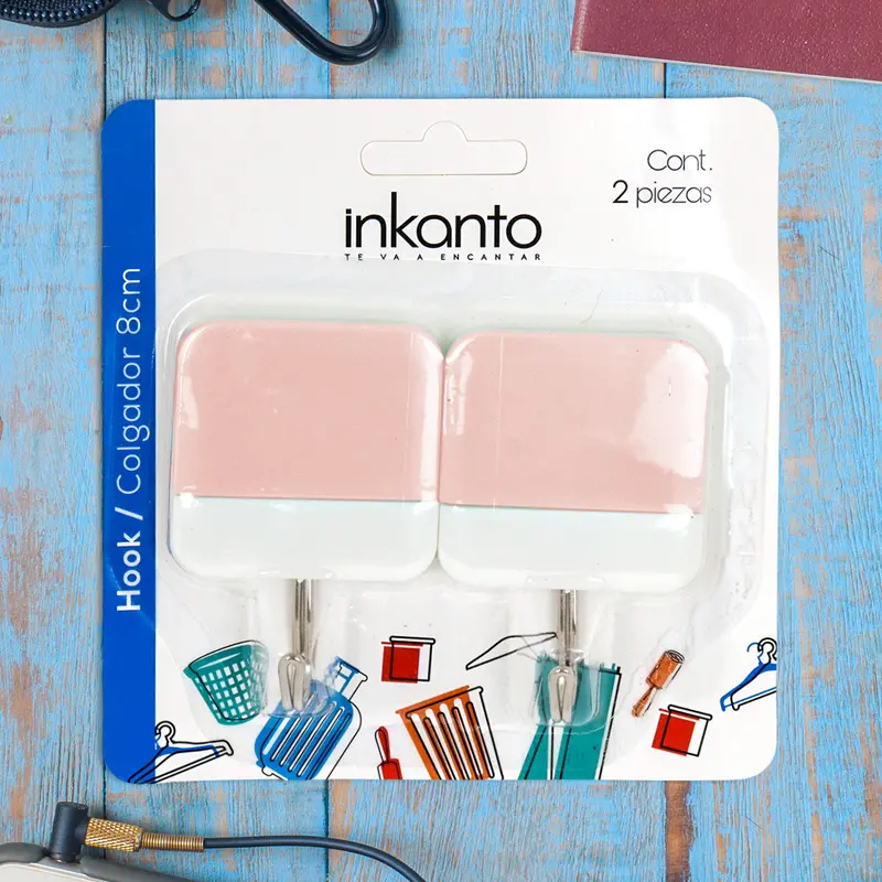 Colgador Multiusos Color Rosa Con Blanco, 2 Pzas 1