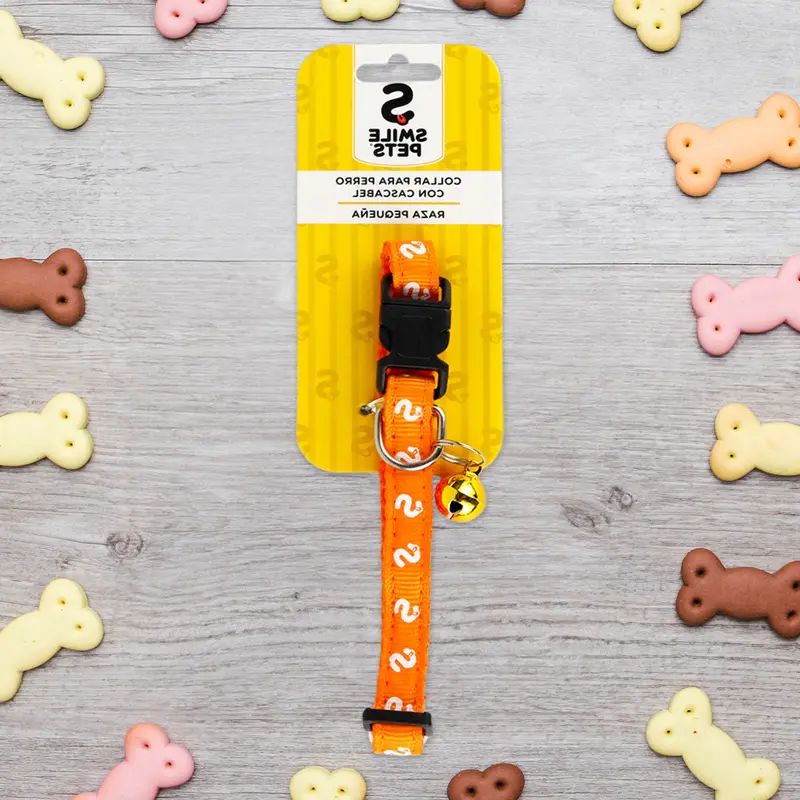 Collar Color Naranja Con Cascabel Para Perro 2