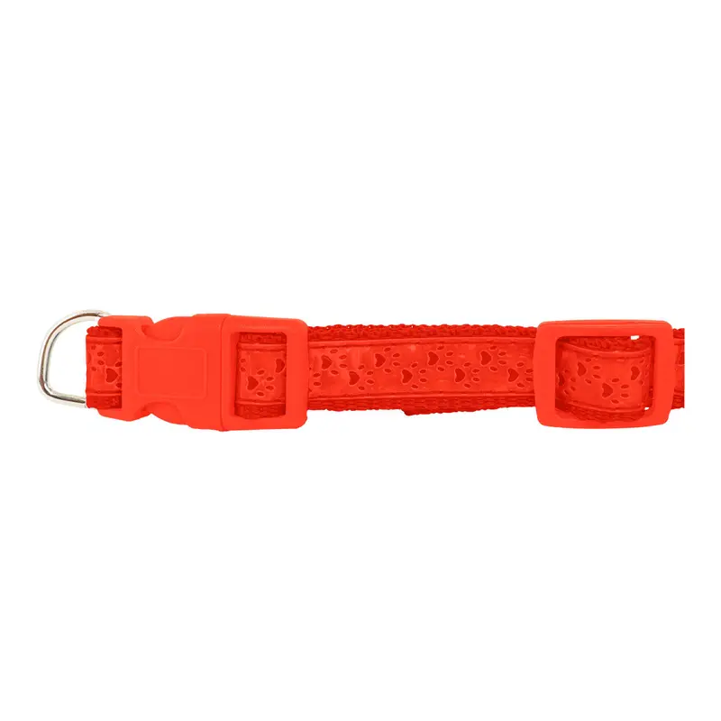 Collar Para Mascota, Diseño Huellitas, Color Rojo 2