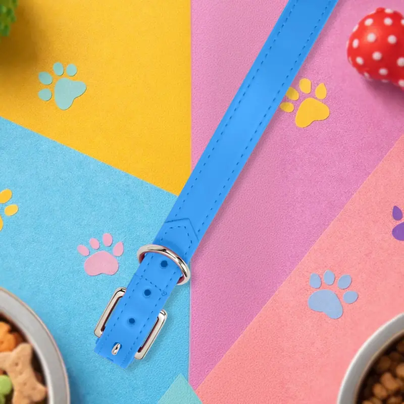 Collar Para Mascota, Vinil, Color Azul Claro 2
