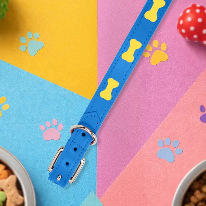 Collar Para Mascota, Vinil, Color Azul Y Amarillo 2
