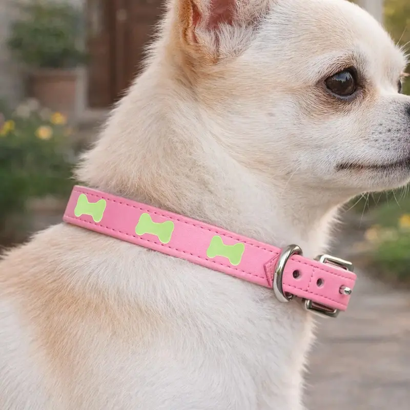 Collar Para Mascota, Vinil, Color Rosa 1