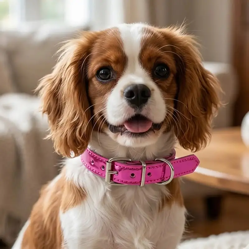 Collar Para Mascota, Vinil, Color Rosa Metálico 1