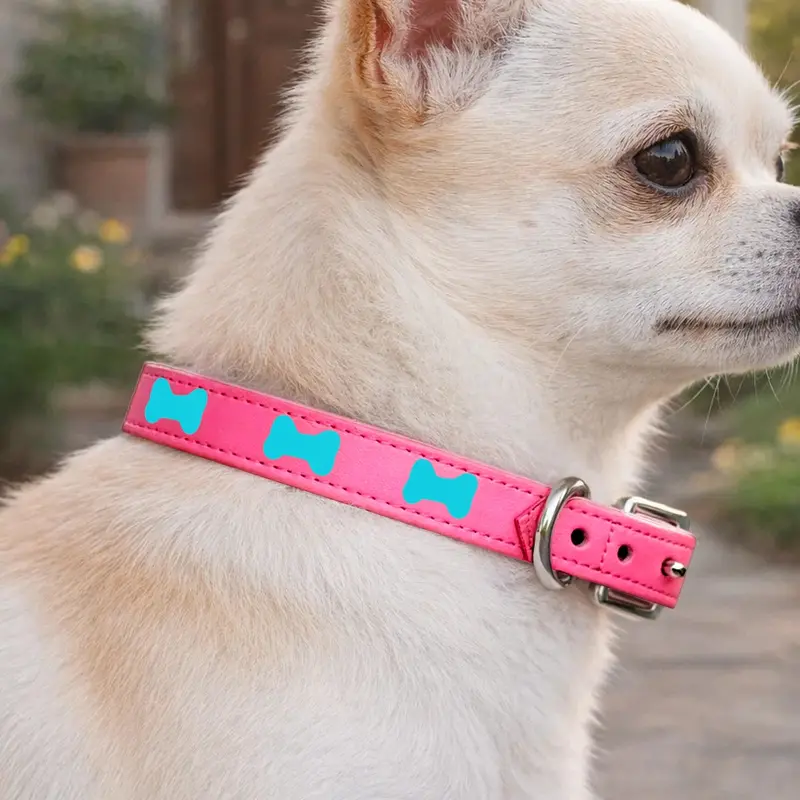 Collar Para Mascota, Vinil, Color Rosa Y Azul 1
