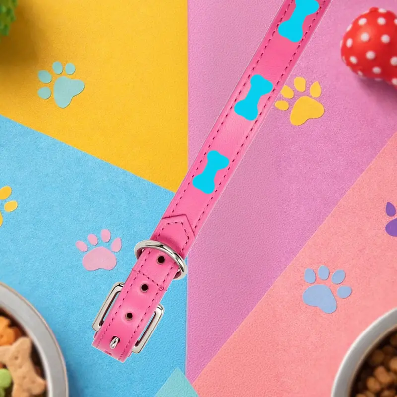 Collar Para Mascota, Vinil, Color Rosa Y Azul 2